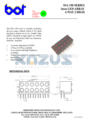 SSA190 datasheet - 3mm LED ARRAY 6 WAY 2 HIGH