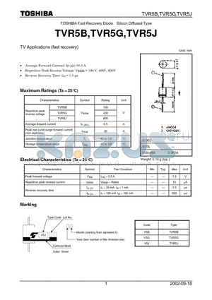 TVR5G datasheet - TOSHIBA Fast Recovery Diode Silicon Diffused Type