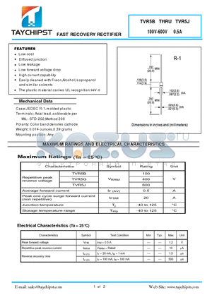 TVR5G datasheet - FAST RECOVERY RECTIFIER