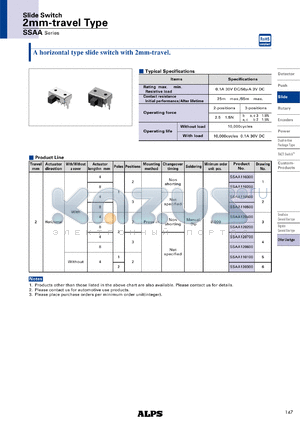 SSAA110300 datasheet - 2mm-travel Type