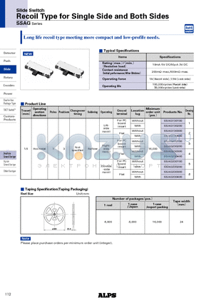 SSAG230300 datasheet - Recoil Type for Single Side and Both Sides