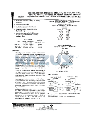 SN54S196 datasheet - 50/30/100-MHz [RESETTABLE DECADE OR BINARY COUNTERS/LATCHES