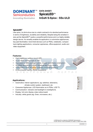 SSB-ULD-P1 datasheet - SpiceLED InGaN S-Spice