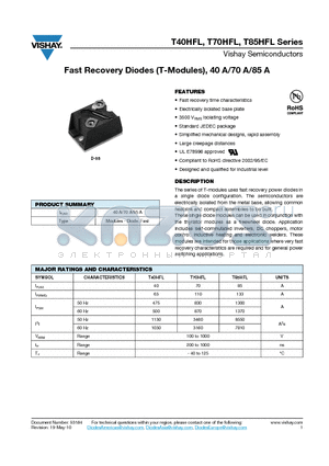 T70HFL20S10 datasheet - Fast Recovery Diodes (T-Modules), 40 A/70 A/85 A