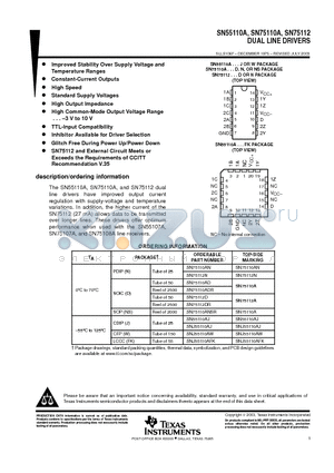 SN55110A datasheet - DUAL LINE DRIVERS