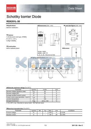 RSX201L-30 datasheet - Schottky barrier Diode