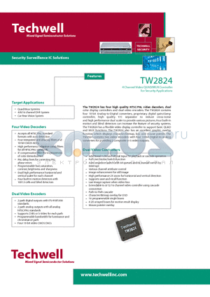 TW2824 datasheet - 4 Channel Video QUAD/MUX Controller For Security Applications