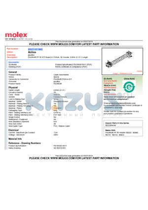 SD-92318-001 datasheet - Picoflex PF-50 IDT-Board In Z-Style, 16 Circuits, 0.65m (2.13 ) Length