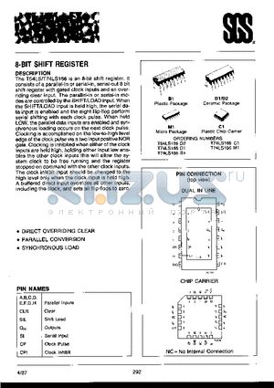 T74LS166M1 datasheet - 8-Bit SHIFT REGISTER DESCRIPTION