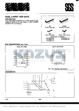 T74LS260C1 datasheet - DUAL 5 INPUT NOR GATE