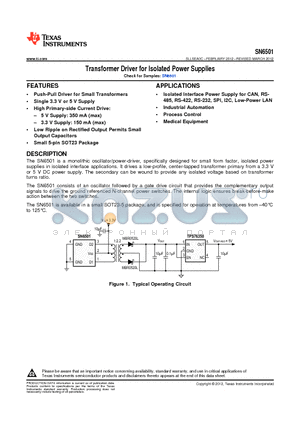 SN6501 datasheet - Transformer Driver for Isolated Power Supplies