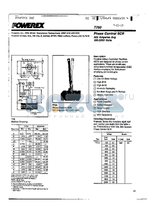 T7601730 datasheet - Phase Control SCR (300 Amperes Avg 100-2000 Volts)