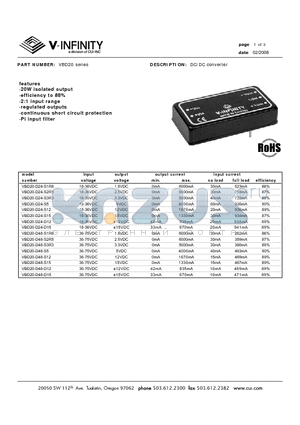 VBD20-D24-S1R8 datasheet - DC/DC converter