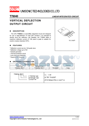 T78040_12 datasheet - VERTICAL DEFLECTION OUTPUT CIRCUIT