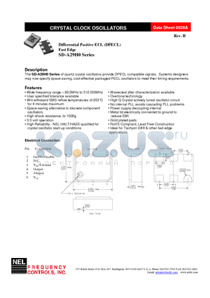 SD-A29HC-FREQ datasheet - Differential Positive ECL (DPECL) Fast Edge