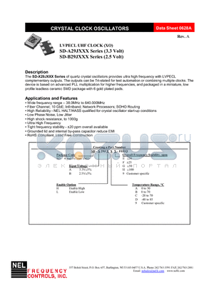 SD-A29JHB9-FREQ datasheet - LVPECL UHF CLOCK (XO)