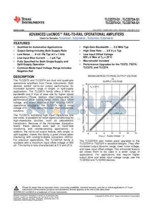 TLC2272QDRQ1 datasheet - ADVANCED LinCMOS RAIL-TO-RAIL OPERATIONAL AMPLIFIERS