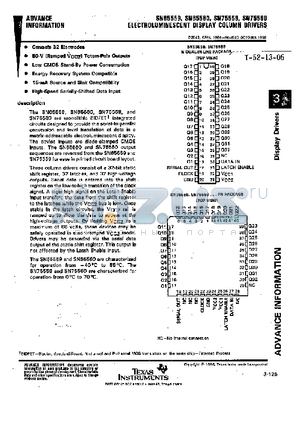 SN65559 datasheet - ELECTROLUMINESCENT DISPLAY COLUMIN DRIVERS