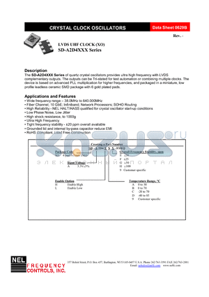 SD-A2D4H9H-FREQ datasheet - LVDS UHF CLOCK (XO)