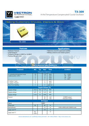 TX-3090-AEB-13SX datasheet - Hi-Rel Temperature Compensated Crystal Oscillator