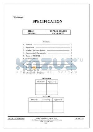 SSC-MBT61022 datasheet - TOP LED DEVICE