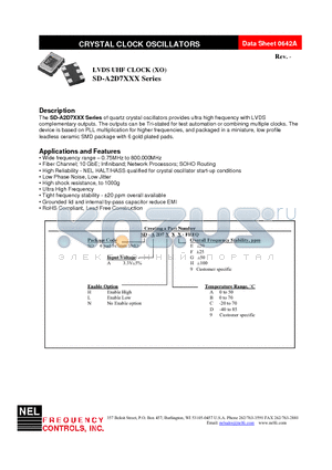 SD-A2D7HC9-FREQ datasheet - LVDS UHF CLOCK (XO)