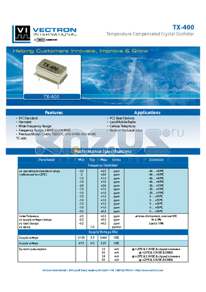 TX-4000-DCJ-106 datasheet - Temperature Compensated Crystal Oscillator