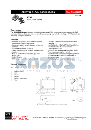 SD-A2DAX-FREQ datasheet - CRYSTAL CLOCK OSCILLATORS