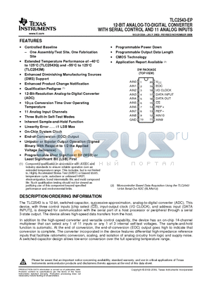 TLC2543-EP datasheet - 12-BIT ANALOG-TO-DIGITAL CONVERTER WITH SERIAL CONTROL AND 11 ANALOG INPUTS