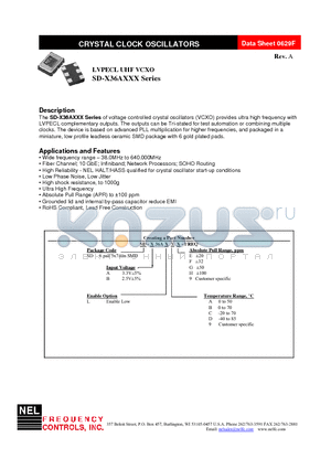 SD-A36ALCE-FREQ datasheet - LVPECL UHF VCXO