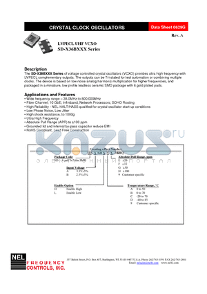 SD-A36BHA9-FREQ datasheet - LVPECL UHF VCXO