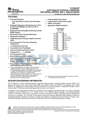 TLC2543QEP datasheet - 12-BIT ANALOG-TO-DIGITAL CONVERTER WITH SERIAL CONTROL AND 11 ANALOG INPUTS