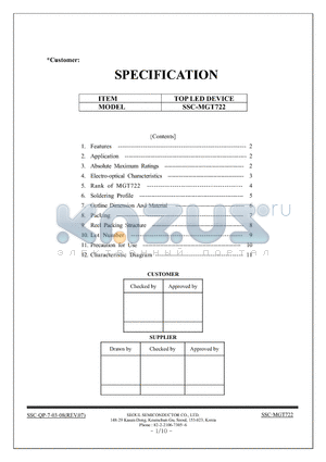 SSC-MGT6111 datasheet - TOP LED DEVICE