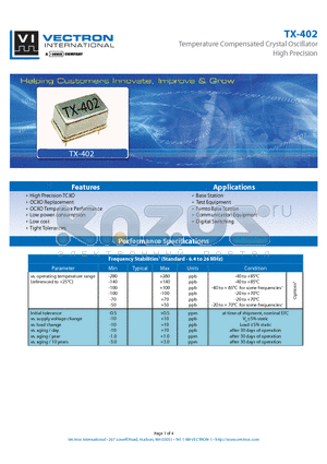 TX-4020-DAE-1070 datasheet - Temperature Compensated Crystal Oscillator High Precision