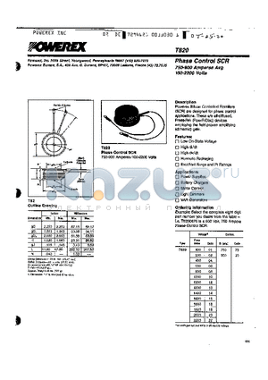 T8201475 datasheet - Phase Control SCR (750-900 Amperes Avg 100-2200 Volts)