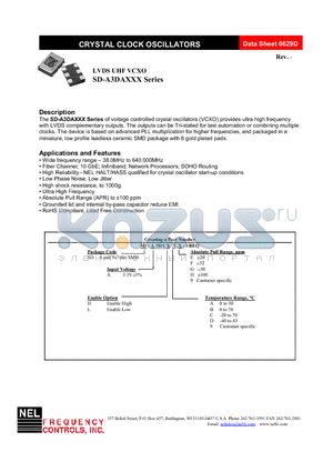 SD-A3DAH99-FREQ datasheet - LVDS UHF VCXO