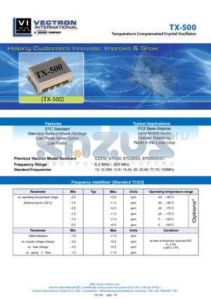 TX-5000-DAH-507 datasheet - Temperature Compensated Crystal Oscillator