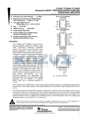 TLC2652C-14D datasheet - Advanced LinCMOSE PRECISION CHOPPER-STABILIZED OPERATIONAL AMPLIFIERS
