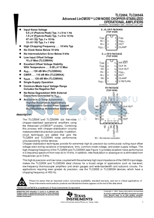 TLC2654 datasheet - Advanced LinCMOSE LOW-NOISE CHOPPER-STABILIZED OPERATIONAL AMPLIFIERS