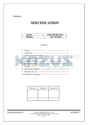 SSC-MGT801 datasheet - TOP LED DEVICE