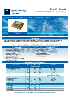 TX-6000-DAT-106 datasheet - Temperature Compensated Crystal Oscillator