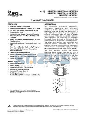 SN65HVD11QD datasheet - 3.3-V RS-485 TRANSCEIVERS