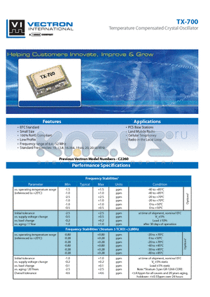 TX-7000-EAH-807 datasheet - Temperature Compensated Crystal Oscillator