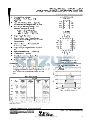 TLC27L2A datasheet - LinCMOSE PRECISION DUAL OPERATIONAL AMPLIFIERS