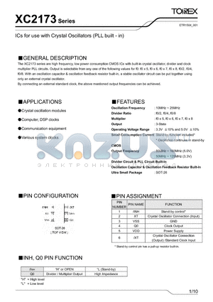 XC2173CM51MR datasheet - ICs for use with Crystal Oscillators (PLL built - in)