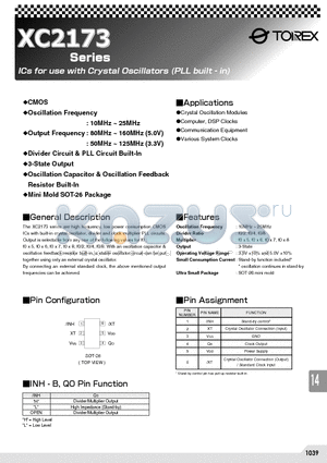 XC2173CO61ML datasheet - ICs for use with Crystal Oscillators (PLL built-in)