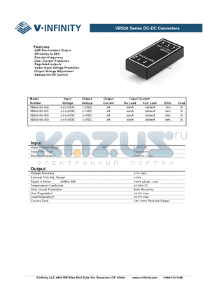 VBS20 datasheet - DC-DC Converters