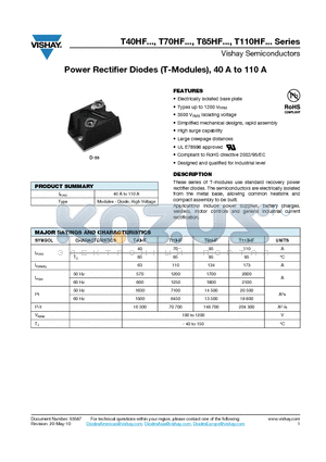 T85HF datasheet - Power Rectifier Diodes (T-Modules), 40 A to 110 A