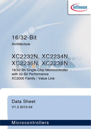 XC2236N datasheet - 16/32-Bit Single-Chip Microcontroller with 32-Bit Performance XC2000 Family / Value Line