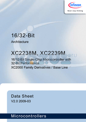 XC2239M datasheet - 16/32-Bit Single-Chip Microcontroller with 32-Bit Performance XC2000 Family Derivatives / Base Line